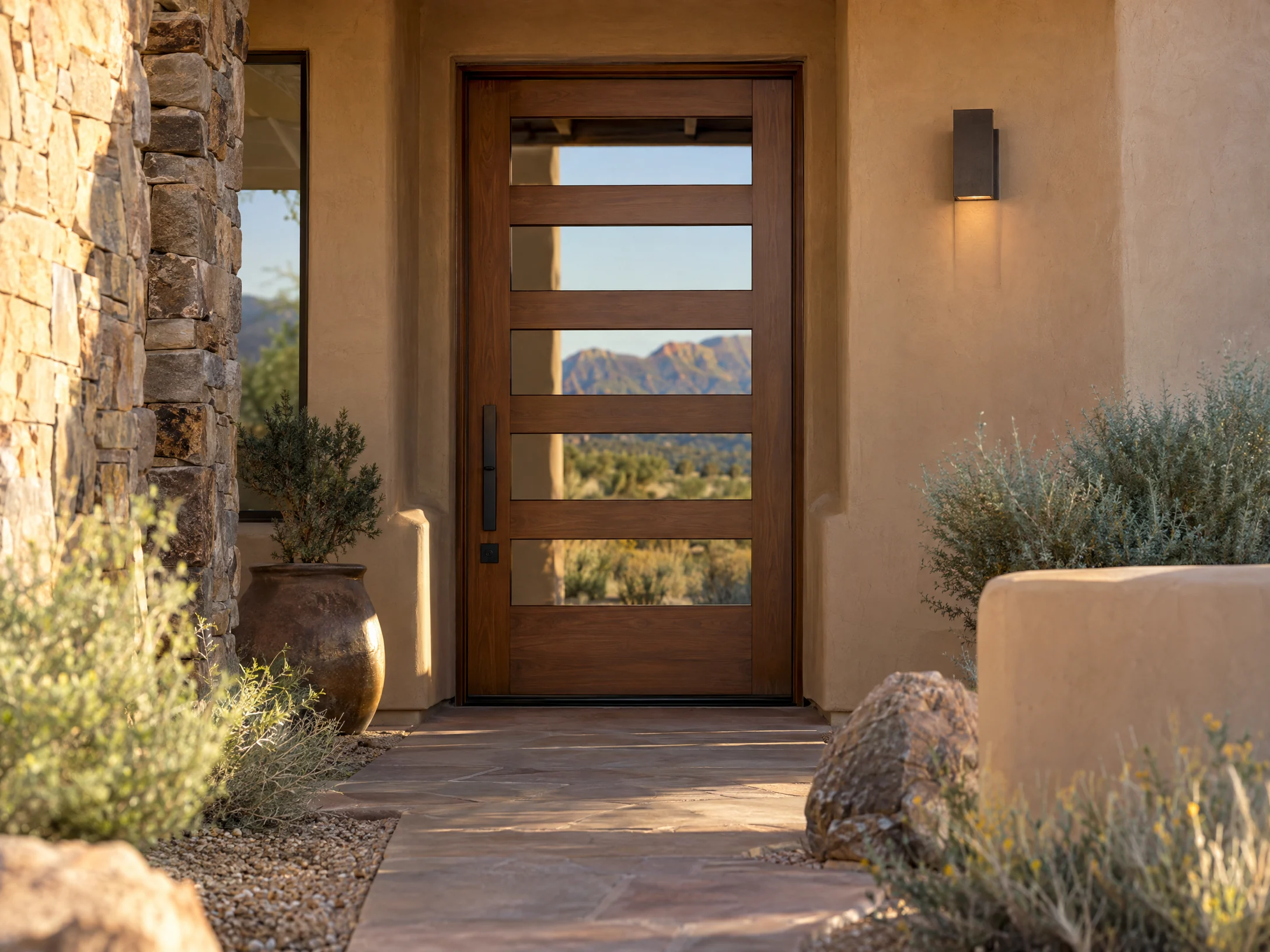 Illustrative New Mexico setting for entry doors