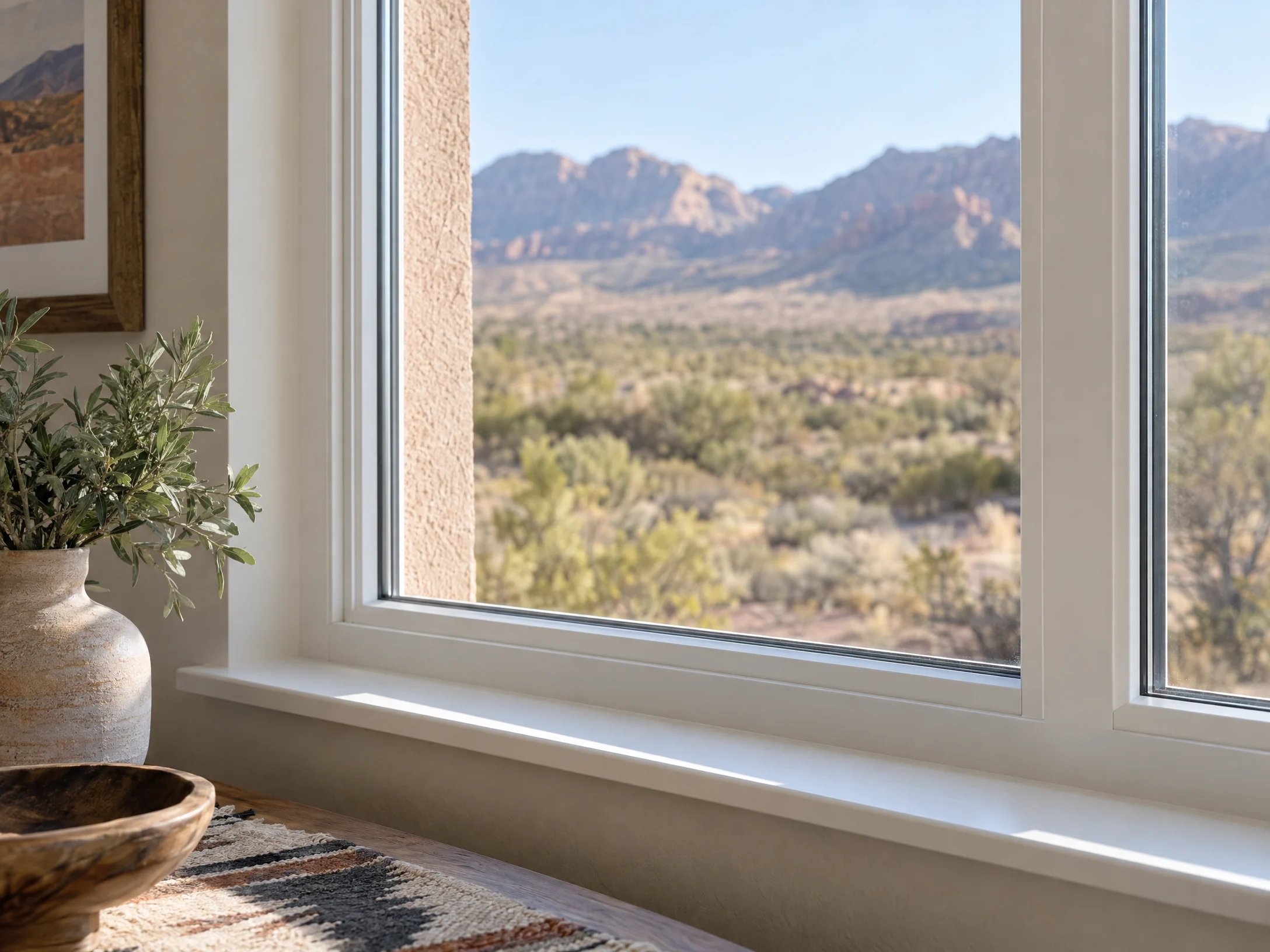 Illustrative New Mexico setting for vinyl windows